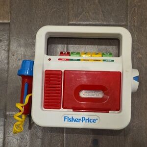 Fisher Price Tape Cassette Pretend Player Recorder Microphone Speaker White Red